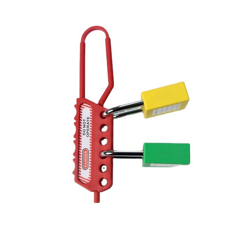 Multiple Padlocks Locked Red Insulation Nylon Safety Lockout Hasp MRS MDK02N